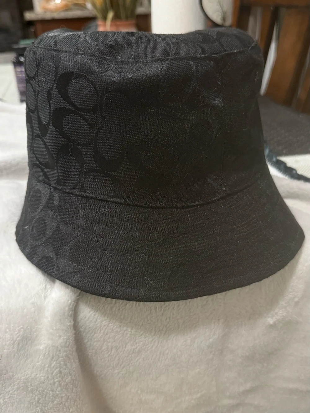 Coach Black Signature Jacquard Bucket Hat